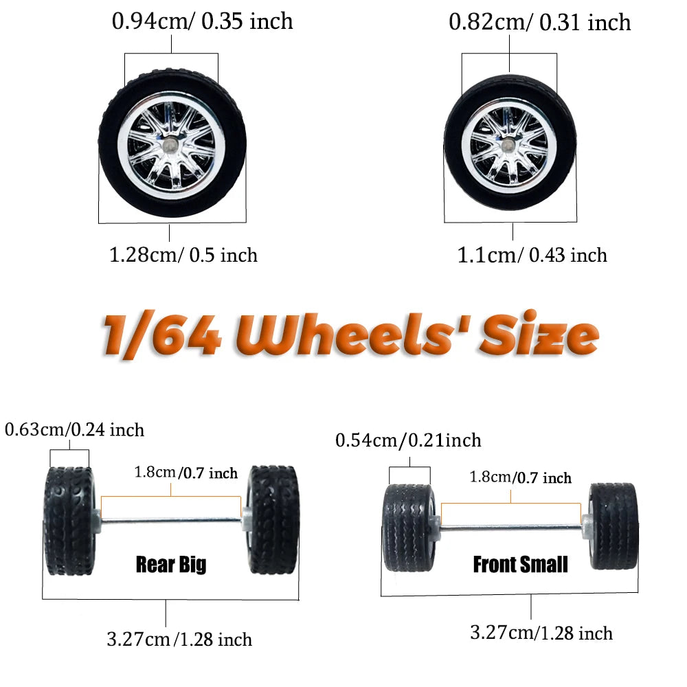 1/64 RLC Premium Wheels with Slick Tires for RLC Muscle Car Advan GT Model Car Refitting Parts D:11mm+13mm (1 Set)