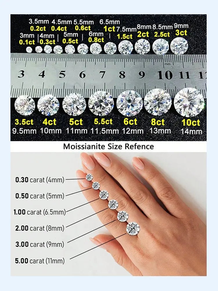  GRA 0.5-1ct Simple Round Real Moissanite Diamond Ring for Women 925 Sterling Silver Wedding Gorgeous High Quality Fine Jewelry