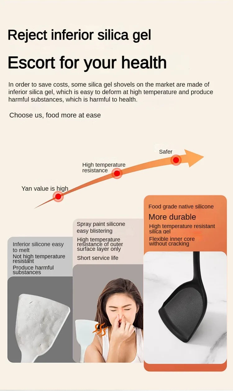 1/10PCS Food-Grade Silicone Kitchen Tools Set, Heat-Resistant Slotted Spoon for Non-Stick Cookware & Hot Pot, Multi-Use Strainer