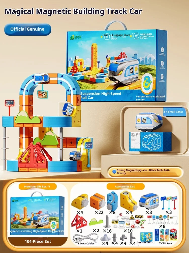 DIY Train Toy For Boys Magnetic Track 1:64 Electric Vehicle Miniature Model Toys Education 3 Years Children Gifts