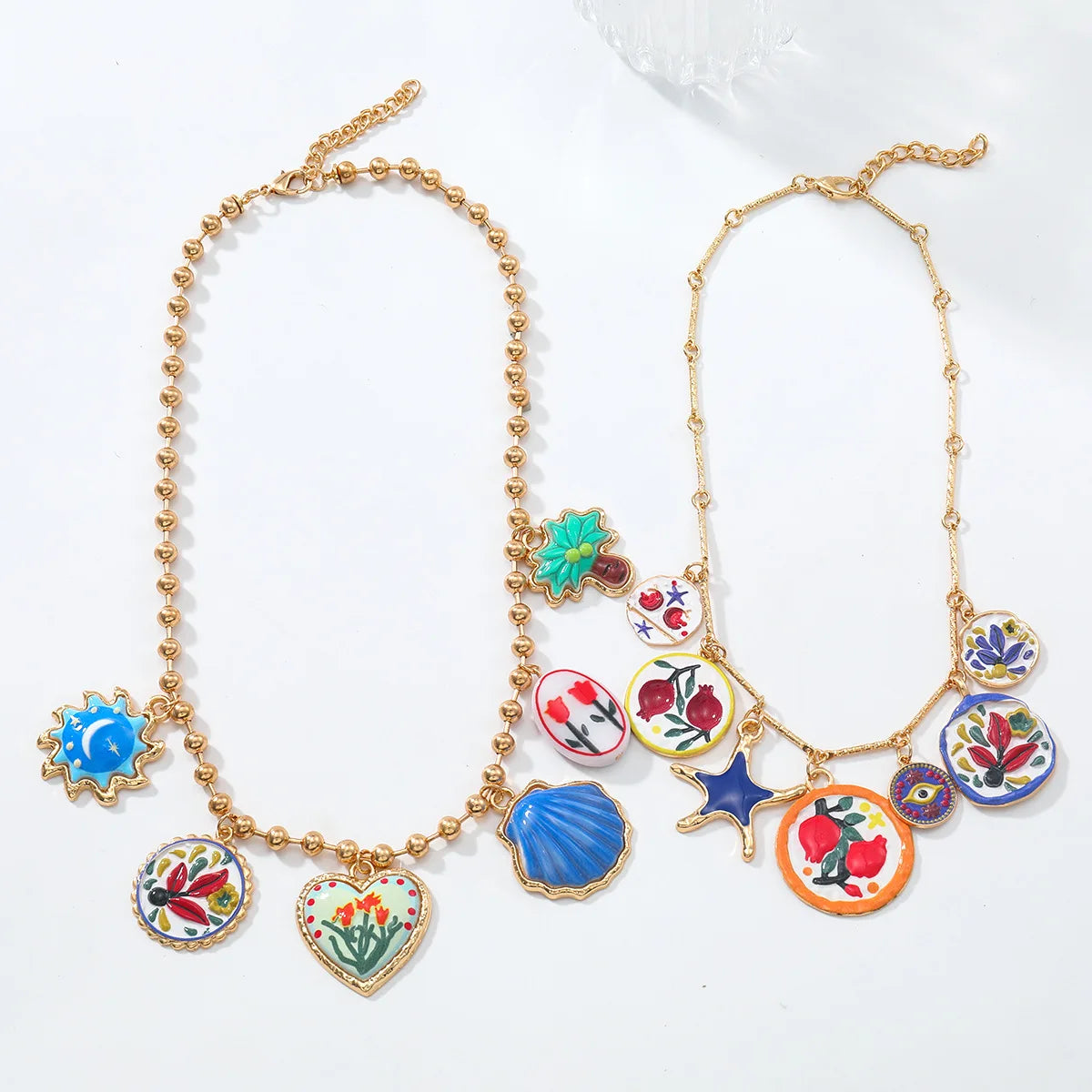 Personality Design Geometric Metal Painting Palm Tree Flower Pendant Necklaces for Women 2025 Trend Jewelry Neck Accessories