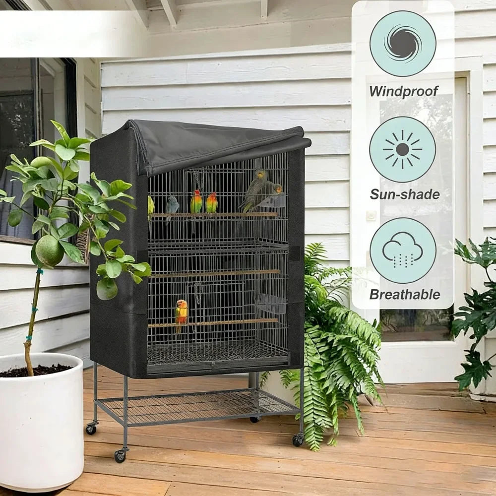 Light-Blocking & Ventilated Oxford Cloth Bird Cage Cover - Waterproof Dustproof, Night Pet Bird Cage Shield
