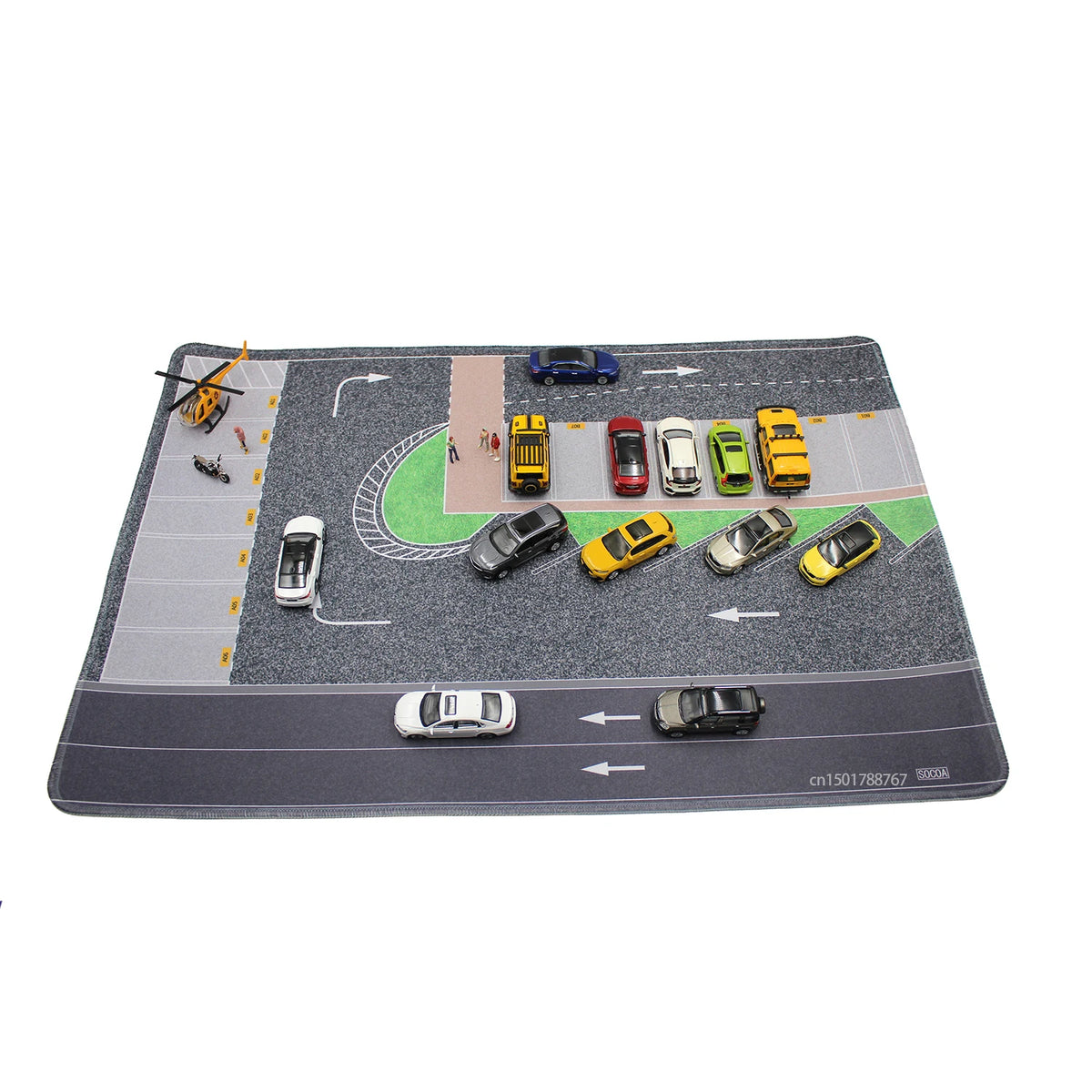 1:64 Scale Parking Road Garage Football Field Toy Mat Mouse Pad For Diecast Car Model Dolls Scene Display