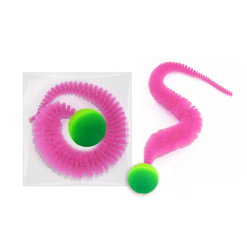 Cat Teaser Colorful Toy Bouncy Ball Fluffy Tail Simulation Kitten Bite Teaser Tool Interactive Cat Elastic Toy Supplies