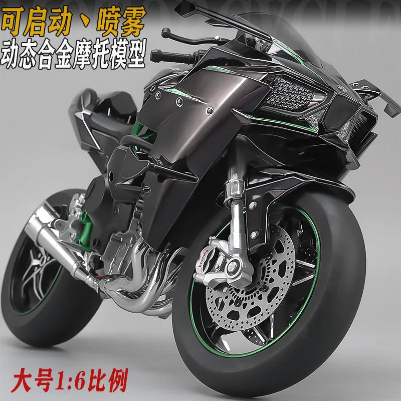 Spray 1:6 Kavvasaki Racing Ninja 500 H2R Motorcycle Simulation Sound Light Fast And Furious Kid Gift Collection Value Display