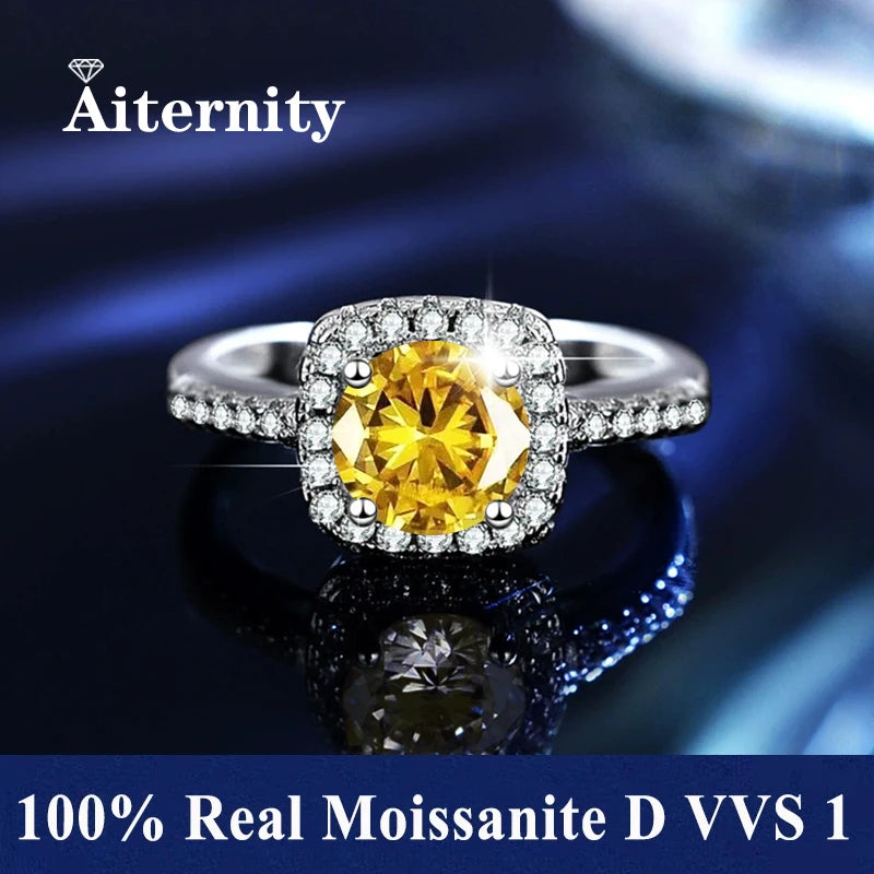 Men And Women's Moissanite Wedding Ring D VVS1 Adjustable Size S925 Silver GRA Certificate Wedding Ring