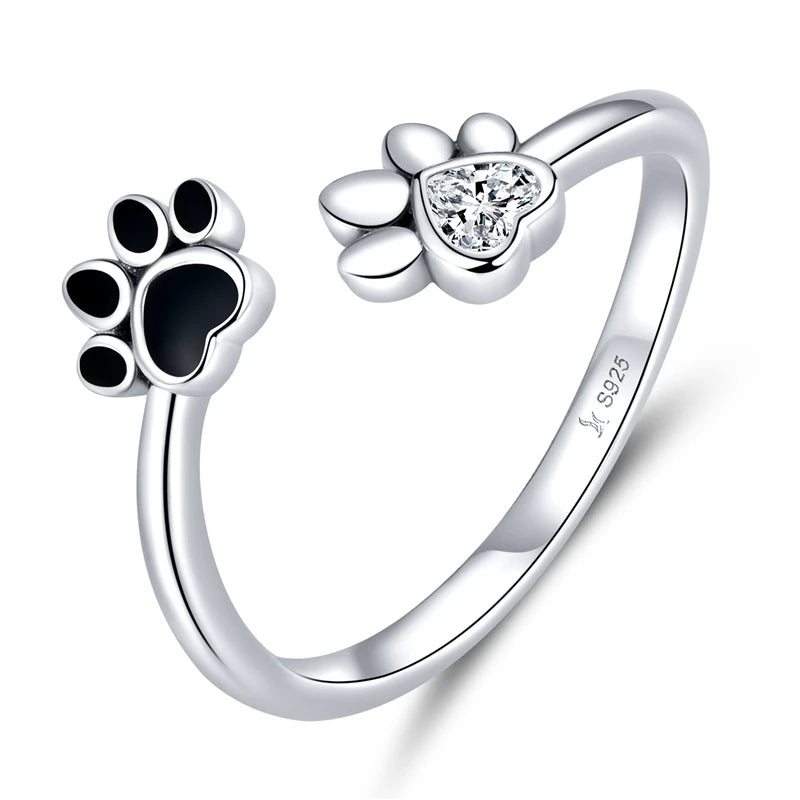 WOSTU Real 925 Sterling Silver Open Ring Finger Adjustable Size Wedding Rings For Women Engagement Fashion Silver Jewelry Gift