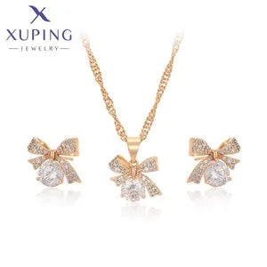 Xuping Jewelry Fashion Hot Sale Promotion Charm Gold Color Plated Mixed Rings Earrings Crystal Jewelry Necklace Pendants Box