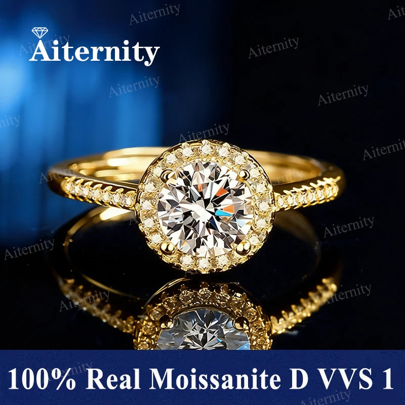 100% Real Moissanite Ring D VVS1 Pass Diamond Test Pen Adjustable Size S925 Sliver GRA Certificate Wedding Rings for Women