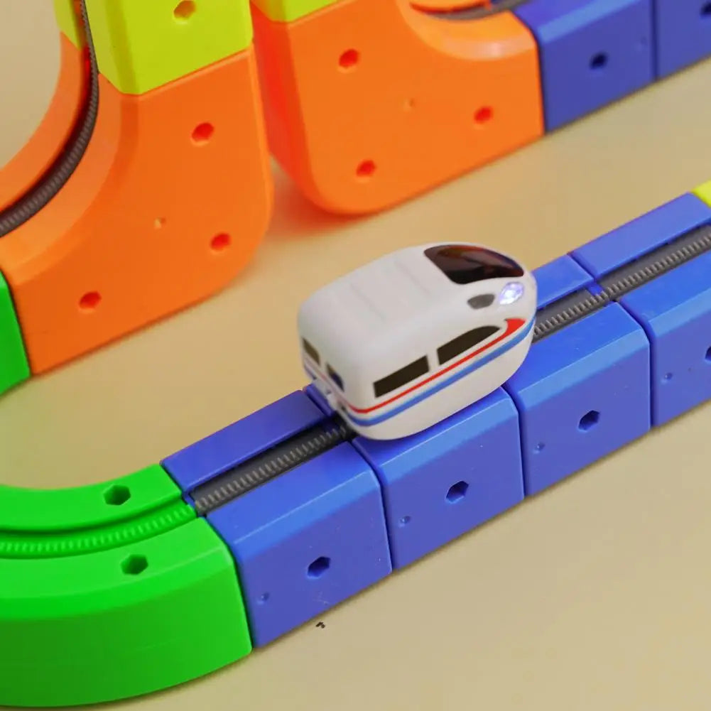 Children Magic Track Train Electric Assembled Building Blocks Magnetic Rail Car Maze Educational Toys Magnetic Assembly Train