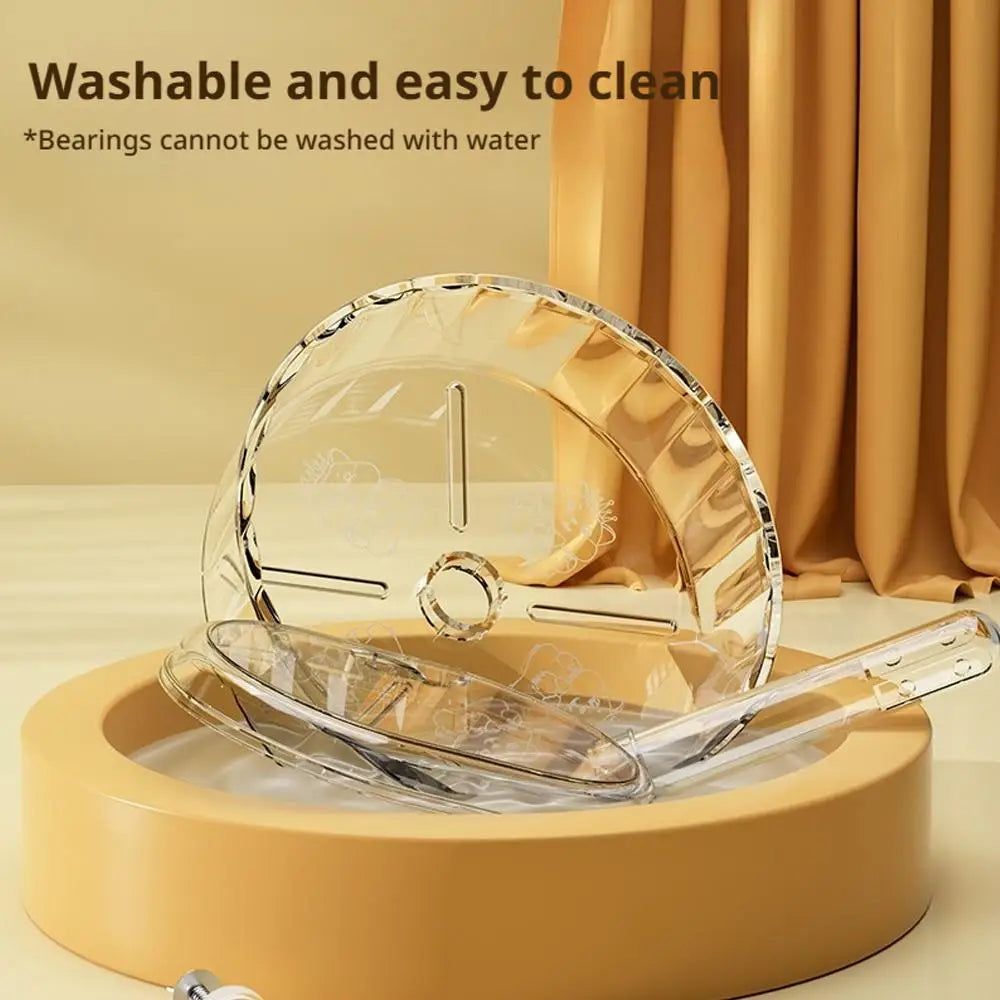Silent Widened Transparent Running Wheel for Hamsters Small Pet Roller Bearing Support Toy Exercise Equipment for Rodents