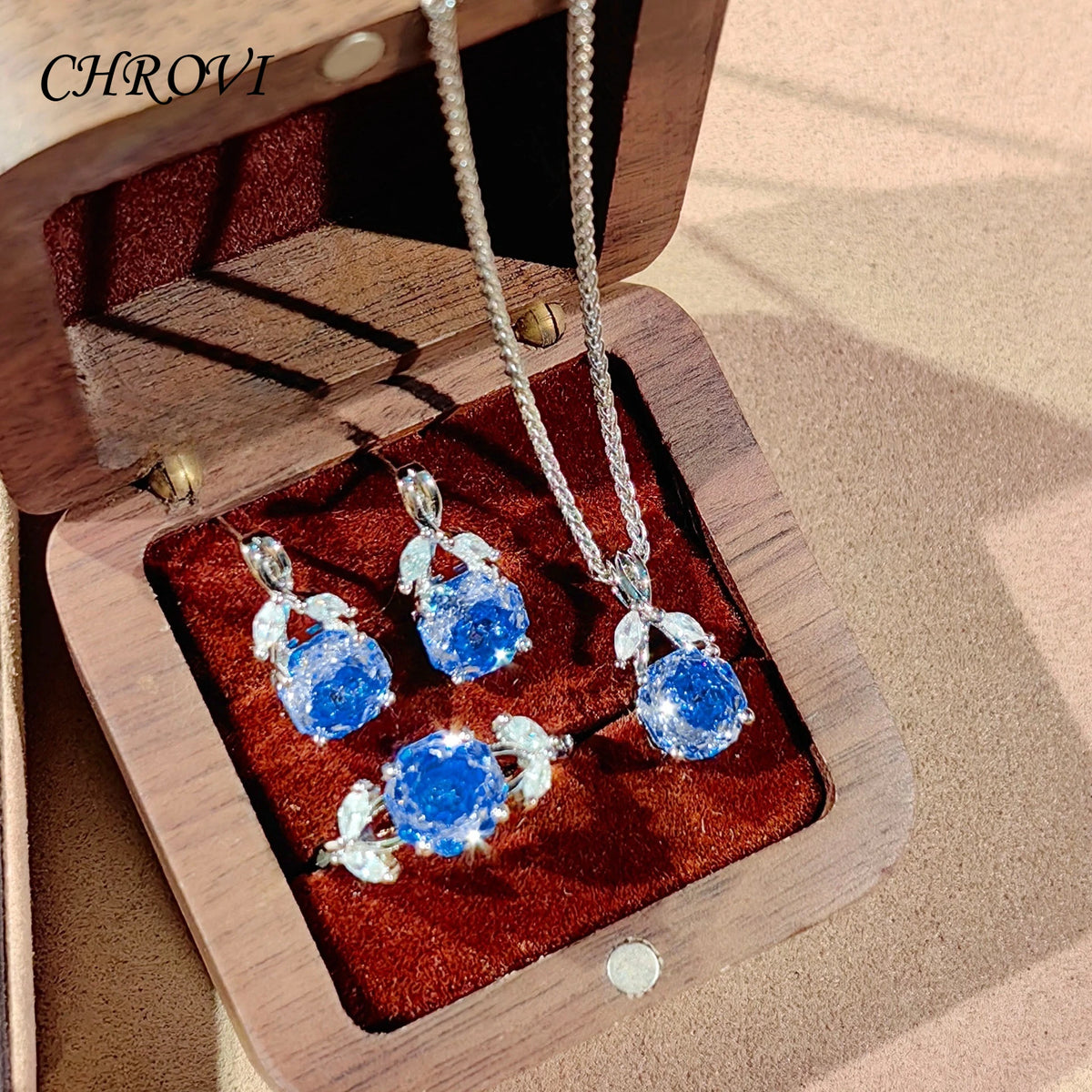 925 Sterling Silver Octagonal Millennium Rose Cut Necklace Pendant Diamond Stud Earrings Colorful Ring for Women Jewelry