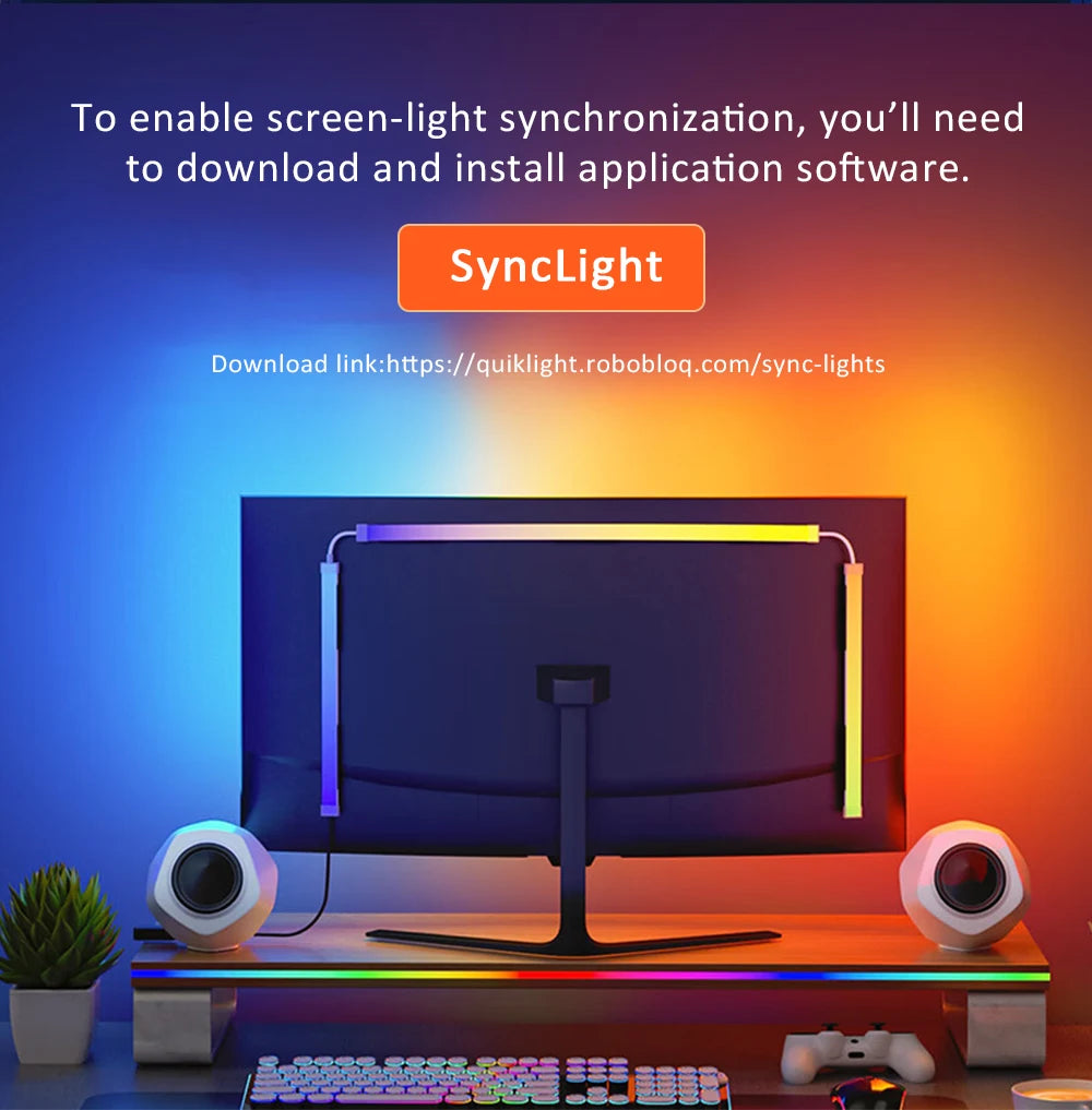 24-34 Inch USB PC LED Strip Lights Computer Sync Light Strip Monitor RGB Screen LED Backlight for Gaming Room Atmosphere Decor