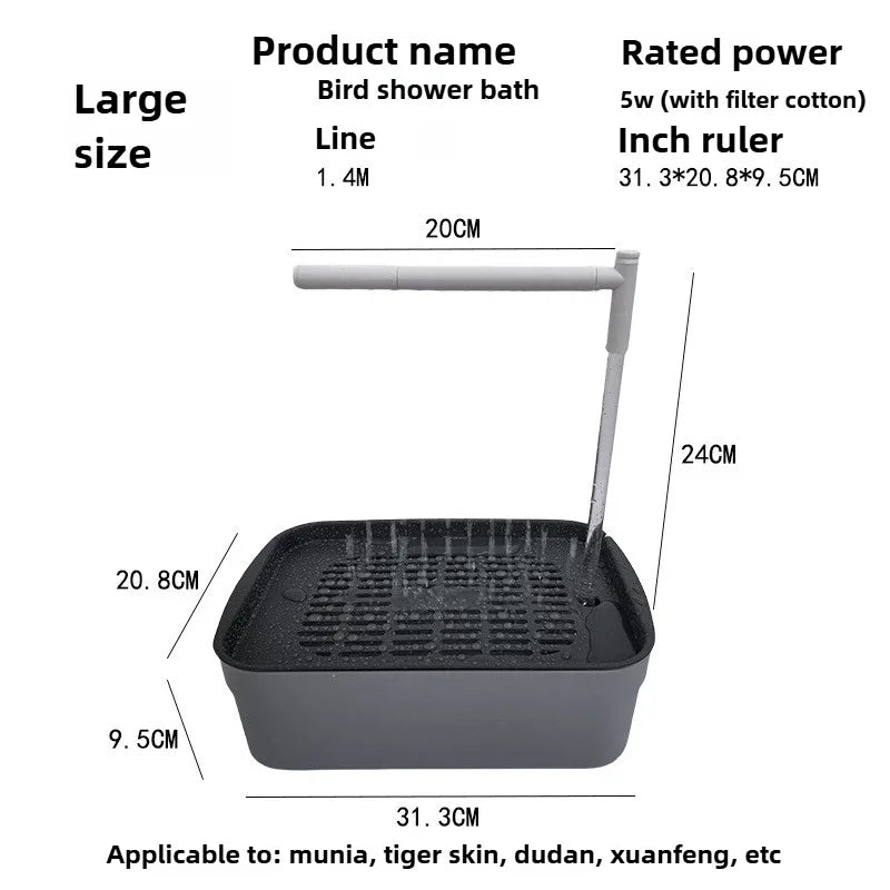1Pcs USB Electric Automatic Circulating Bird Bathtub Tabletop Parrot Shower Basin Healthy Bathing Tub for Budgie Lovebird Cockat