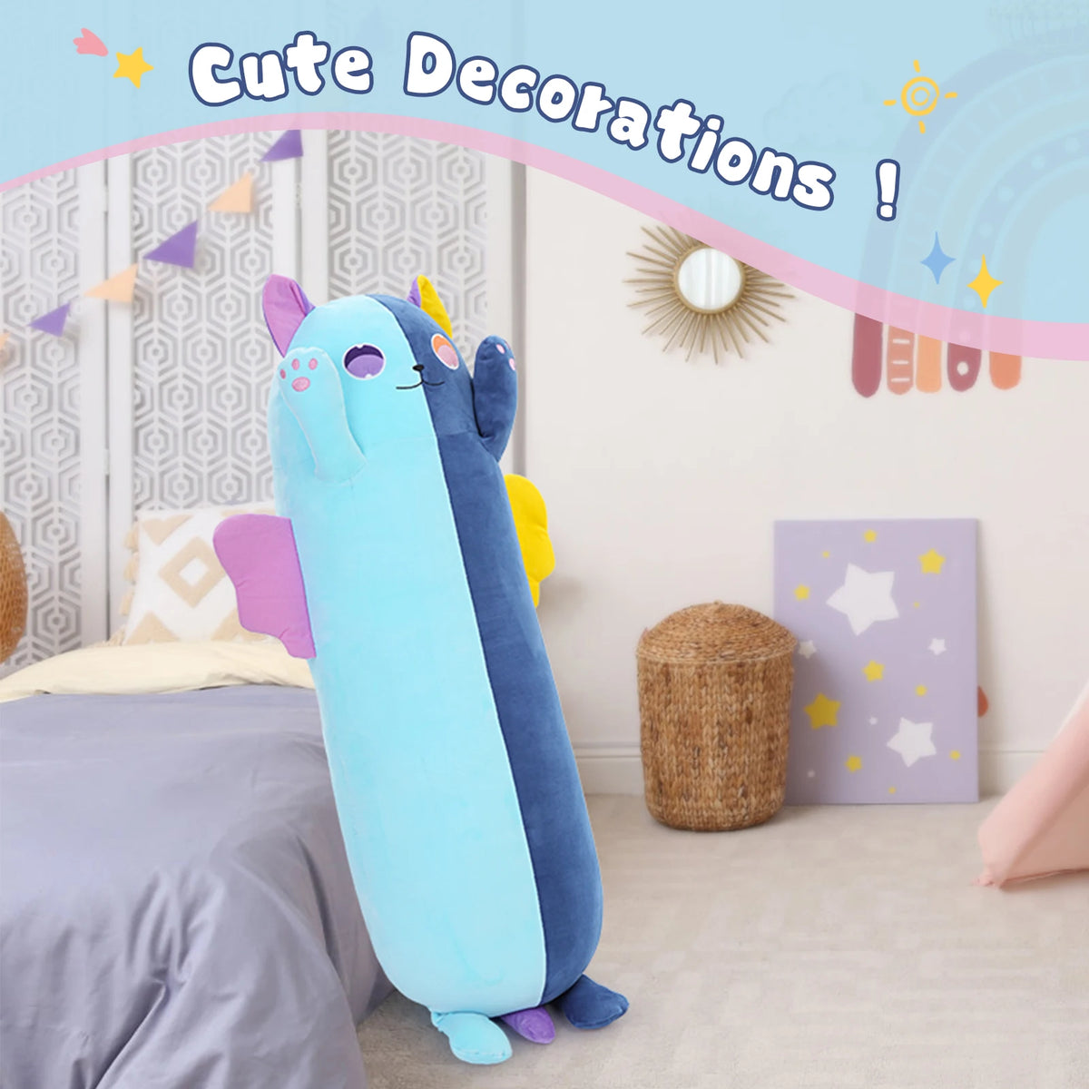 MorisMos Large Stuffed Cat Plush Body Pillow for Kids,42in Long Cat Plush Pillow for Adults, Cat Stuffed Animal for Kids Girls