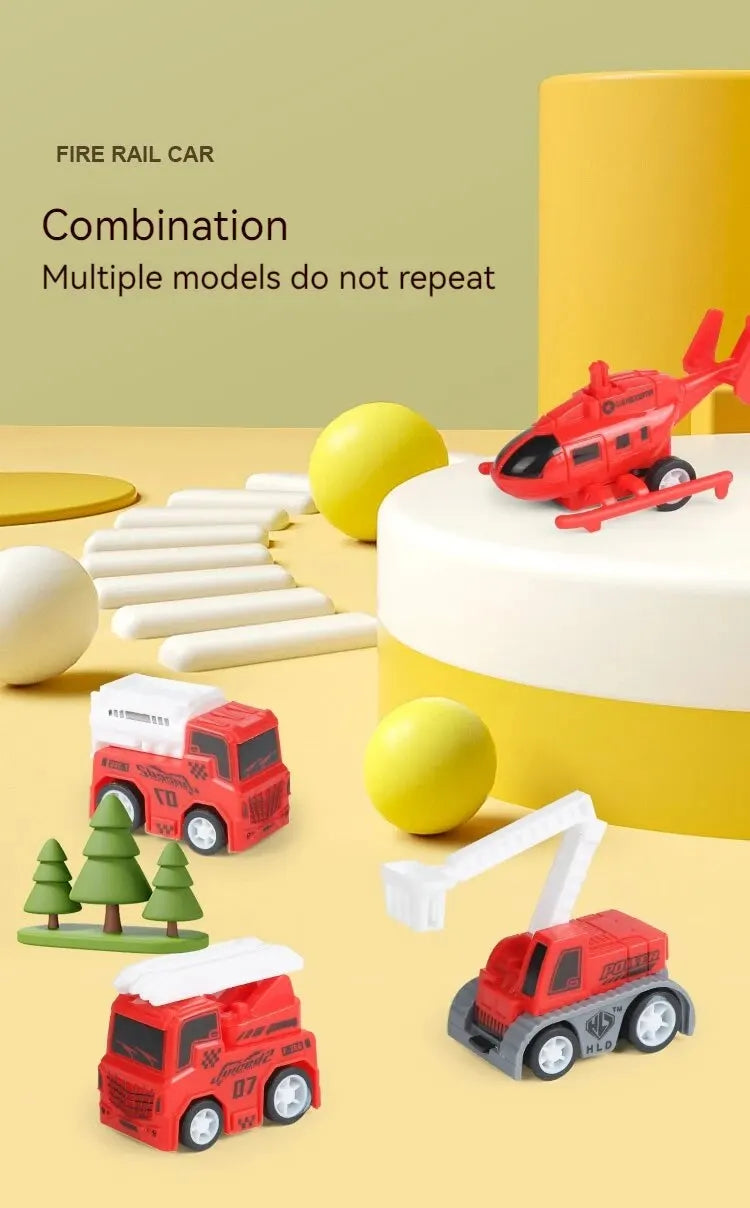 Fire Engine Track Assembling Car Engineering Minin Car Set Kids Puzzle Boy Toys Track Car Train Toys For Children Birthday Gift