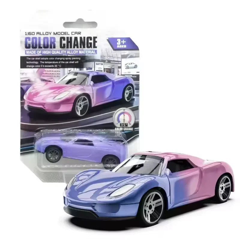 1:64 Alloy Racing Car Inertia Pull Back Toy with Temperature Sensitive Color Changing Magic Crash-Resistant Birthday Gift