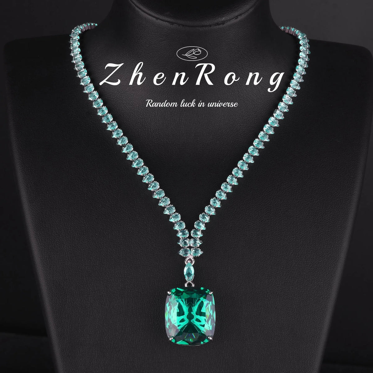 Foydjew Luxury 20 Carat Yellow/Red/Blue/Green Color Large Gemstone Jewelry Sets Pendant Necklaces Earrings Rings For Women