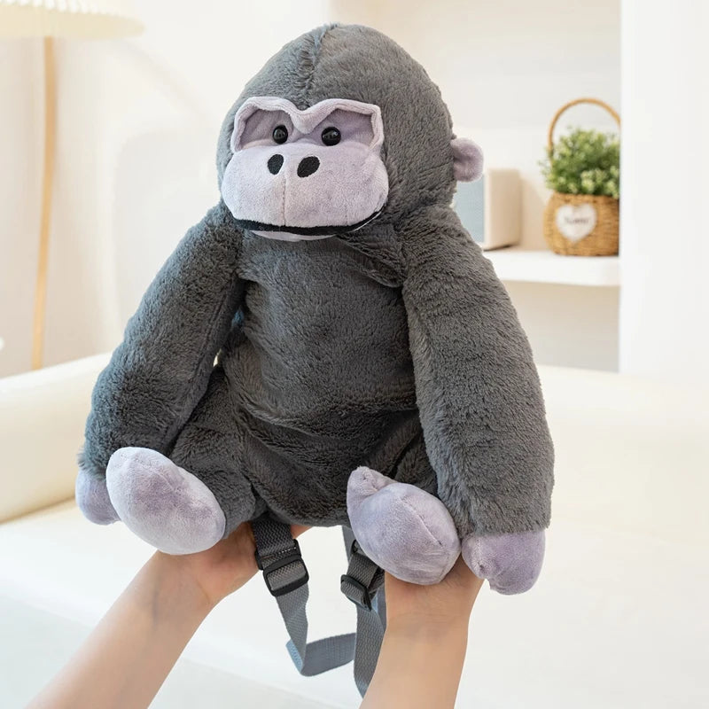 32CM Creative Gorilla Plush Backpack Cute Monkey Stuffed Doll Funny Student School Backpack Gifts