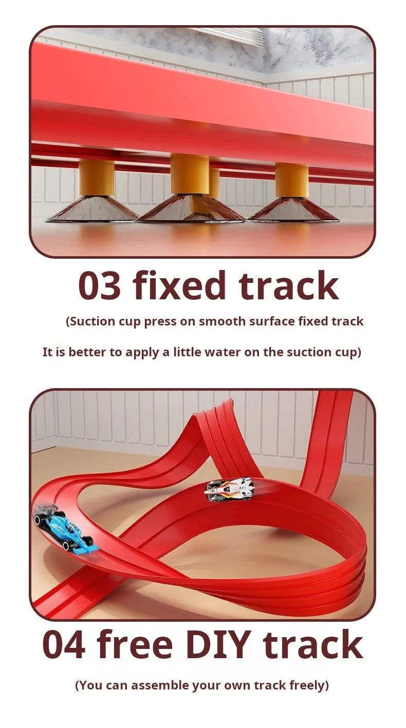 Soft Rubber Track Racing Car Toy Set, DIY Assembly Track, Educational Building Toys for Kids, Battery-Free Race Car Games