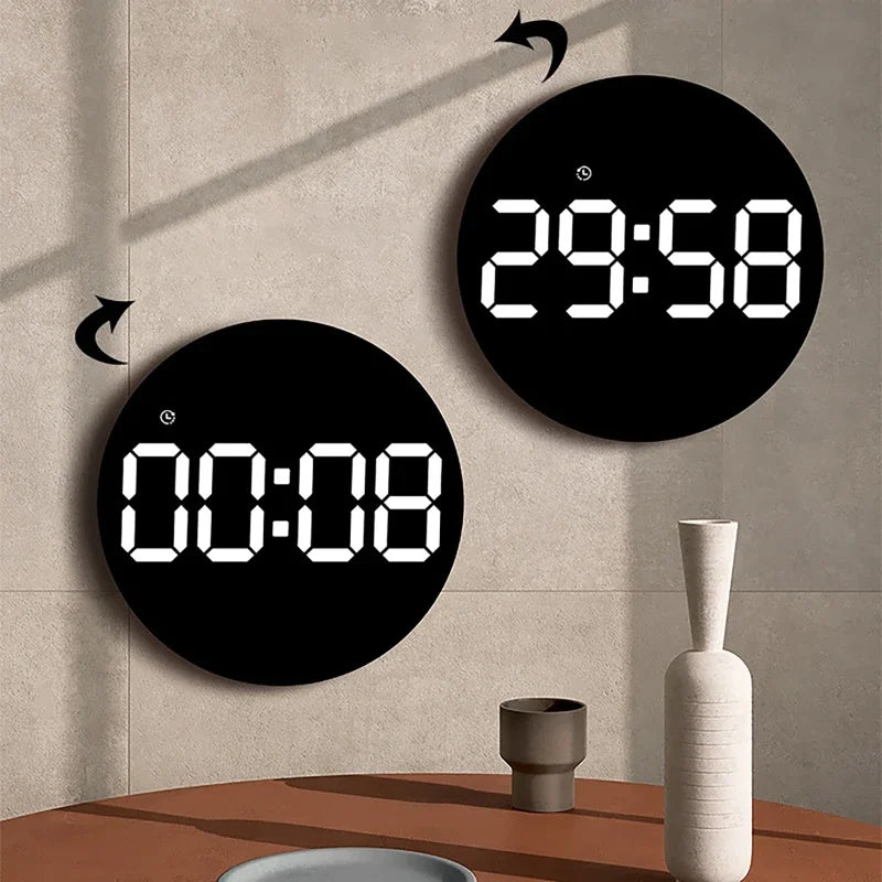 WOKLOK Remote Control 10 inch Colorful Led Wall Calendar Clock for Home Decoration with Temperature Display and Dual Alarms