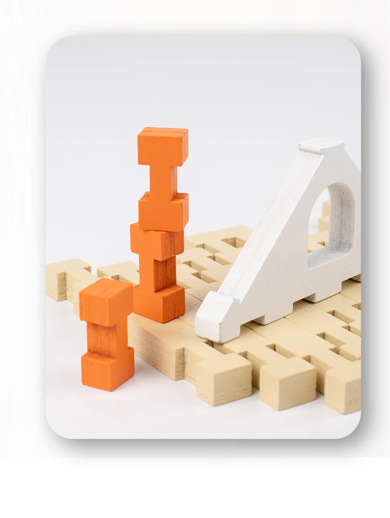 Wooden Building Blocks Set Toddler Natural Wood Block Montessori Learning Toy Stacking Toys Building Blocks Gifts for Kids Age 3