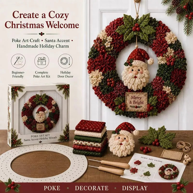 3D Christmas Fabric Poke Art Kit No-Sew Christmas Craft Holiday Door Decor Holiday Family Craft Art Kit Christmas Gift