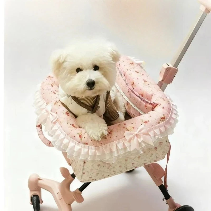 2026 SUMMER Pet Stroller with Complimentary MaT for Small 10 Lbs Dogs & Cats Lightweight Foldable Design One-clickFolding  Brake