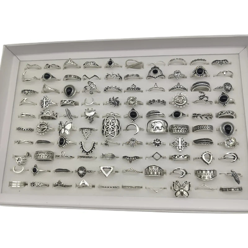 50000 Style Different Finger Rings Wholesale In Stock 100pc/Lot Hot Vintage Silver Gold Color New Alloy Joint Ring Party Women