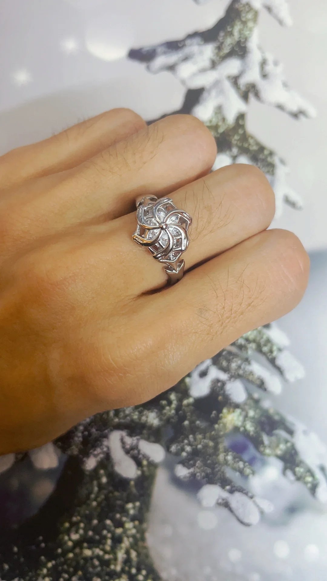 Genuine 925 Sterling Silver Ladies Ring The Galadriel Nenya Zircon Engagement Wedding Band Ring