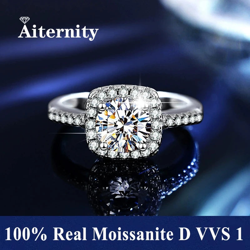 Men And Women's Moissanite Wedding Ring D VVS1 Adjustable Size S925 Silver GRA Certificate Wedding Ring