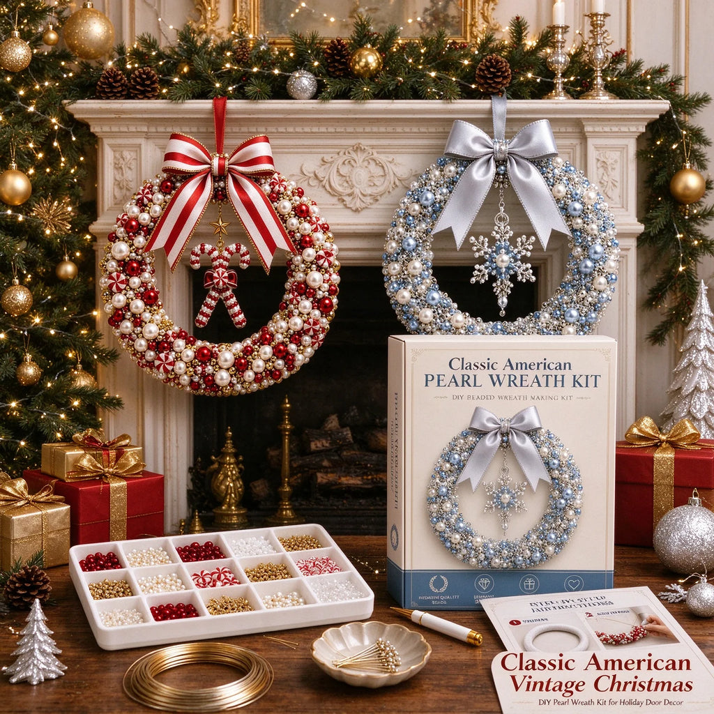 Christmas DIY Bead Snowflake Lollipop Wreath Material Package Pearl Wreath Handmade Set Christmas Door Decoration Pendant