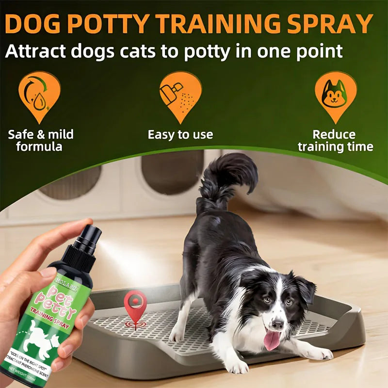 Instant Positioning Guide——Professional Pet Toilet Training Spray, Using Mild Pheromone Scent Signals to Help Puppies and Kittens Quickly Identify the Correct Indoor Location, Creating a Clean, Fast, and Mess-Free Daily H