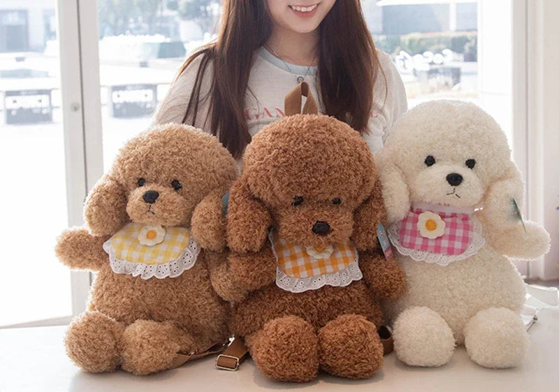 35/45CM Teddy Dog Backpacks Stuffed Animal Poodle Bag Plush Adjustable Schoolbags Kindergarten Plush Backpack Toys Gifts
