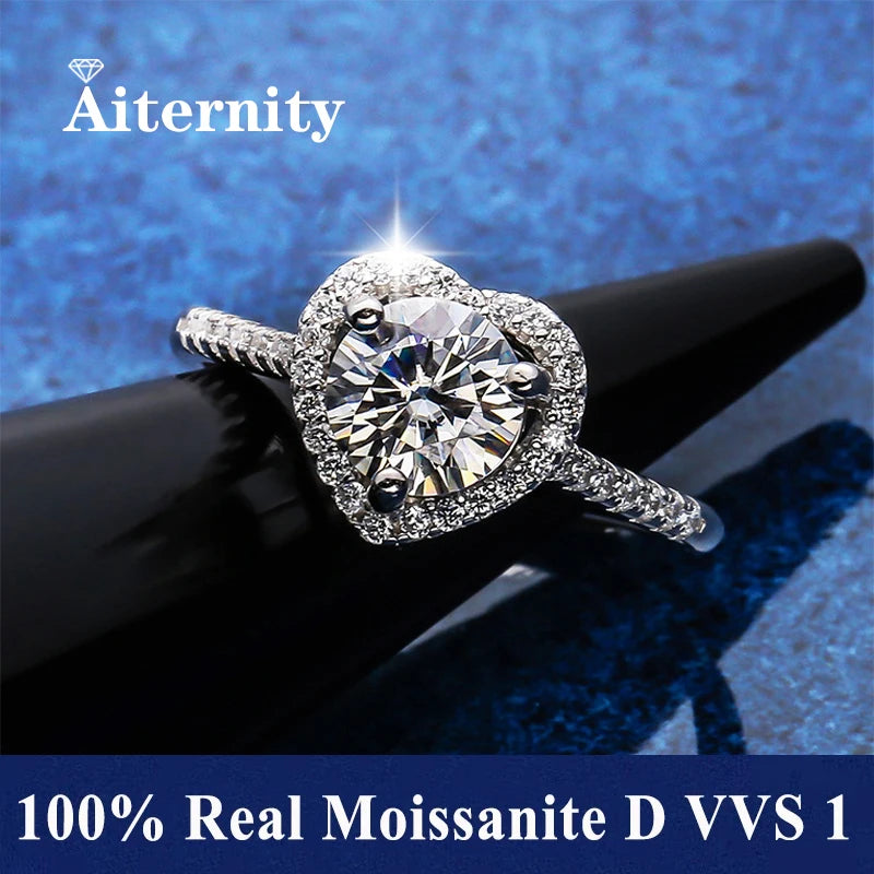 100% Real Moissanite Ring D VVS1 Pass Diamond Test Pen Adjustable Size S925 Sliver GRA Certificate Wedding Rings for Women