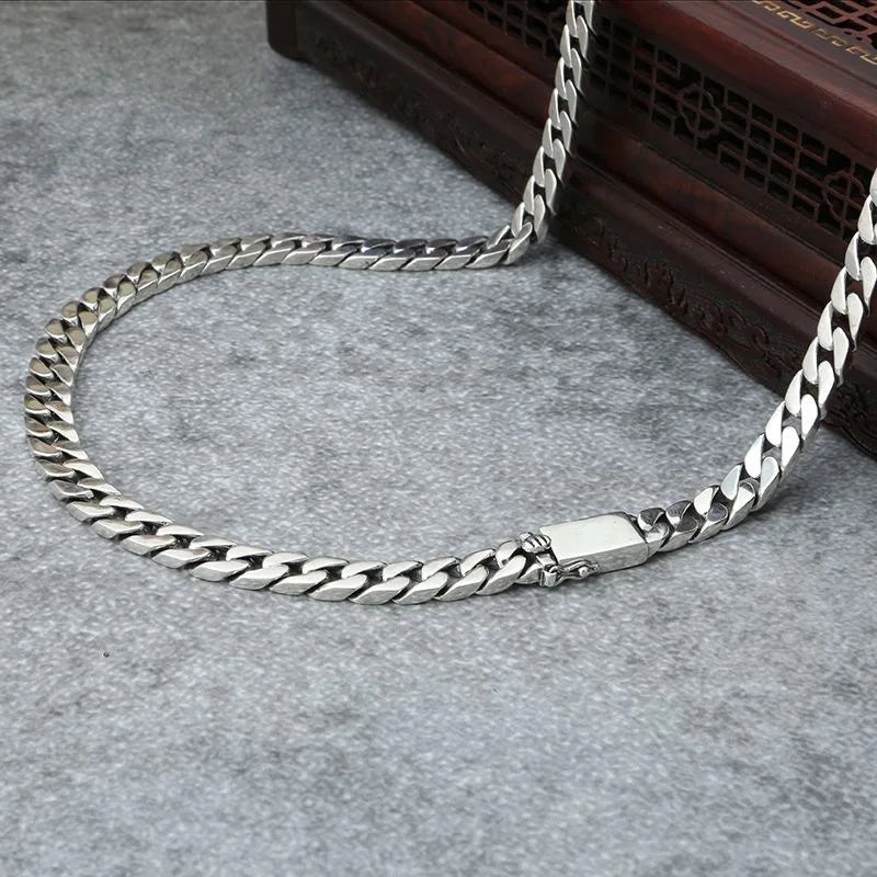 100% S925 Sterling Silver Necklace 7MM 8MM 10MM Punk 925 Silver Chains Original Certified Jewelry Gifts