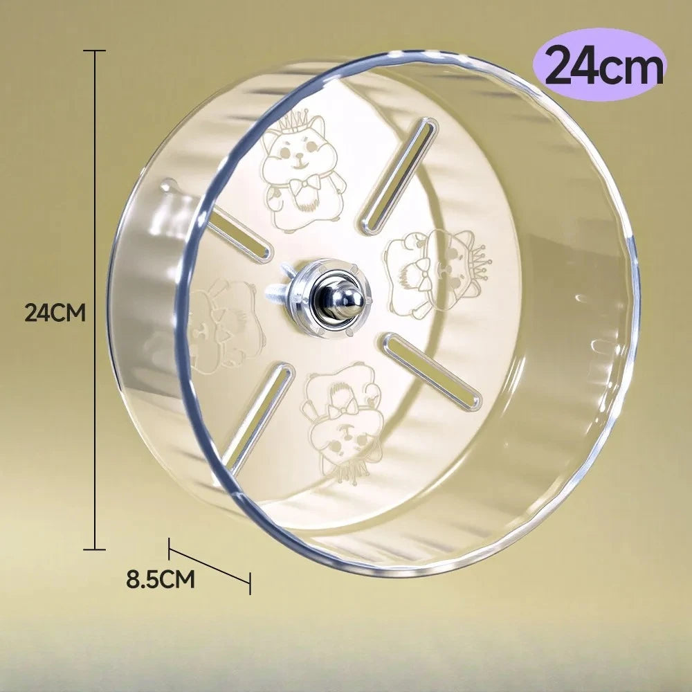Silent Transparent Hamster Running Wheel Printed Design Small Animal Cage Accessories Suitable for Dwarf Rats And Other Pets
