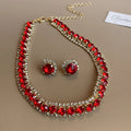 Fashionable Square Earrings Necklace Set Luxury Lightweight Clavicle Chain Personalized High-end Neckwear Women Shapepattern