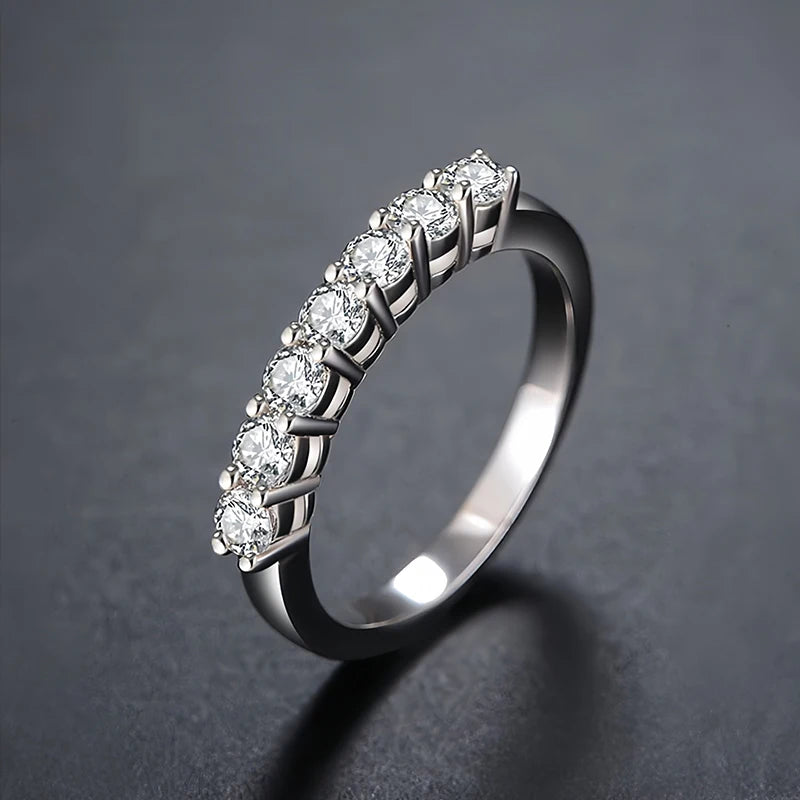 Pass Diamond Tester Pen Moissanite Ring Full Moissanites Around for Women S925 Silver Wedding Diamonds Band Stackable Ring