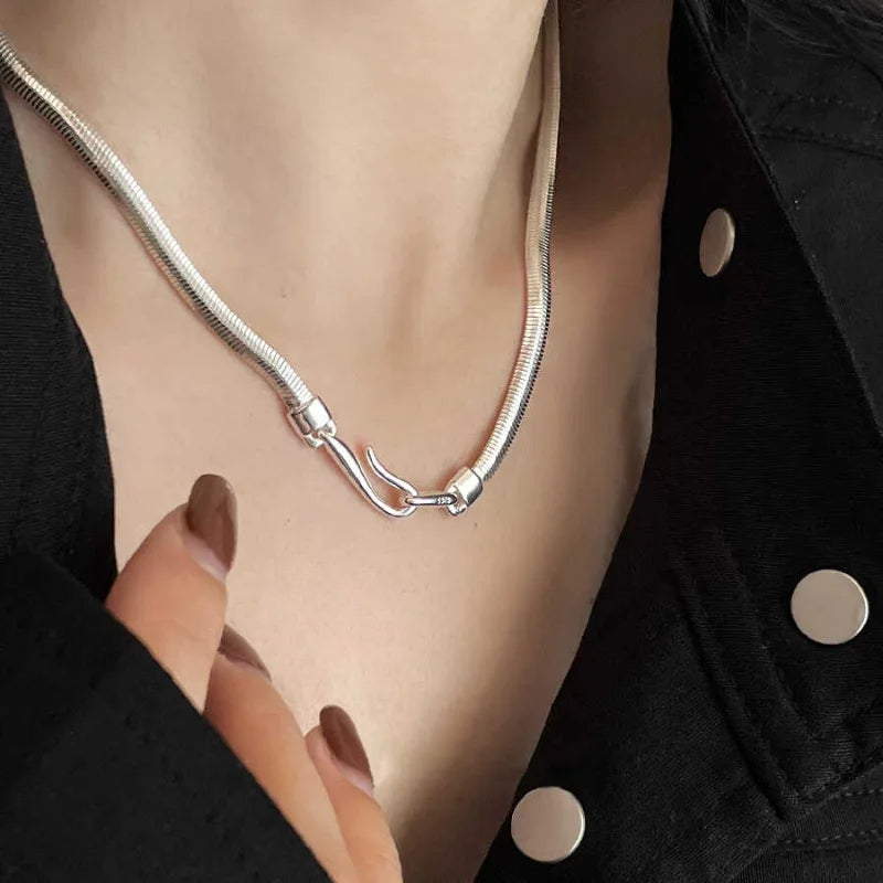 925 Sterling Silver Necklace Black Beads Square Irregular Punk Geometric for Women Girl Jewelry Gift Dropshipping Wholesale