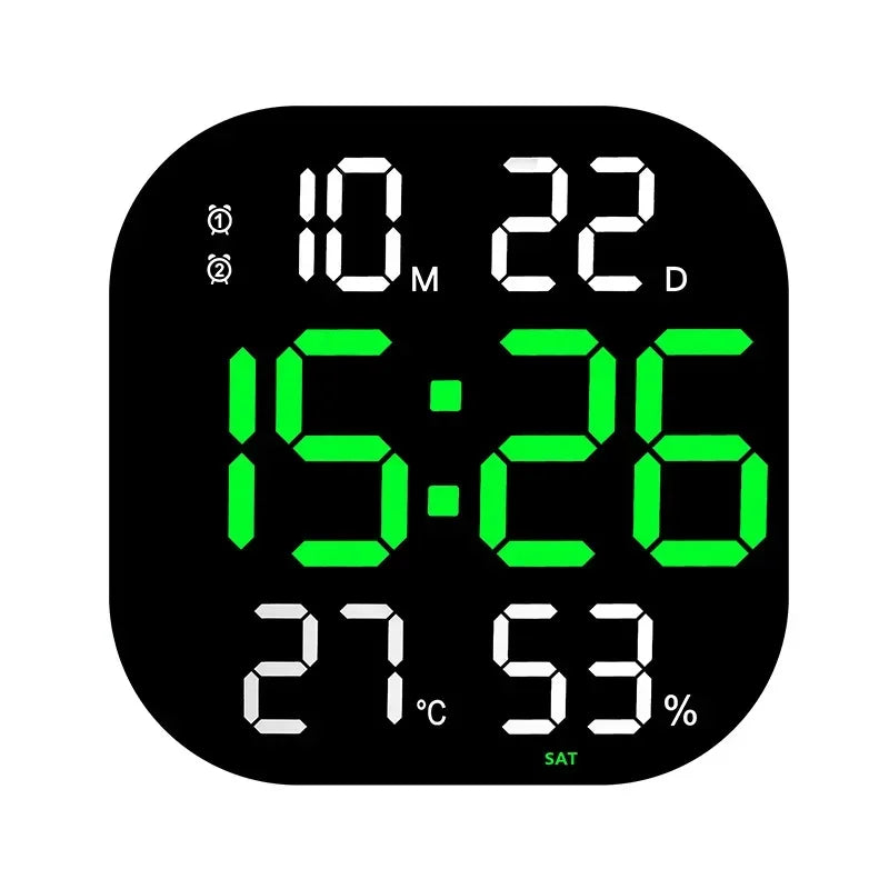 13inch LED Large Digital Wall Clock with Remote Control TEMP Humidity Week Auto Dimmer 12/24H Alarm Clock for Home Office Decor