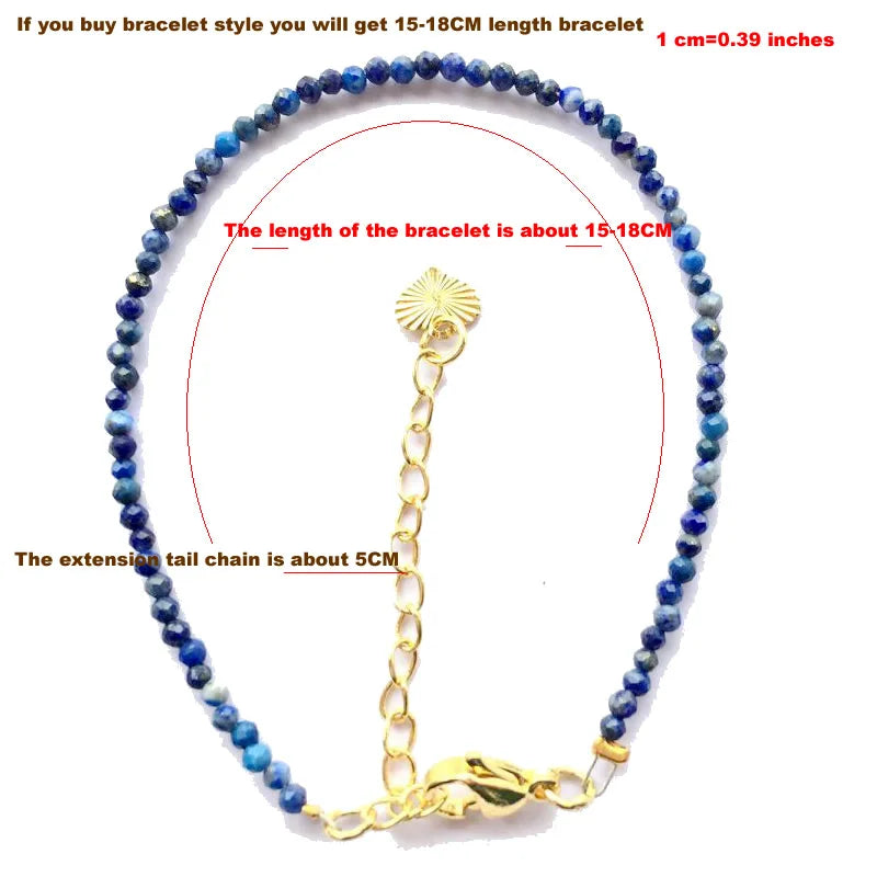 Natural Semi-precious Stone Necklaces for Women and Men Cut Angle 2mm Beads Crystal Necklace Bracelet Gem Zircon Agate Jewelry