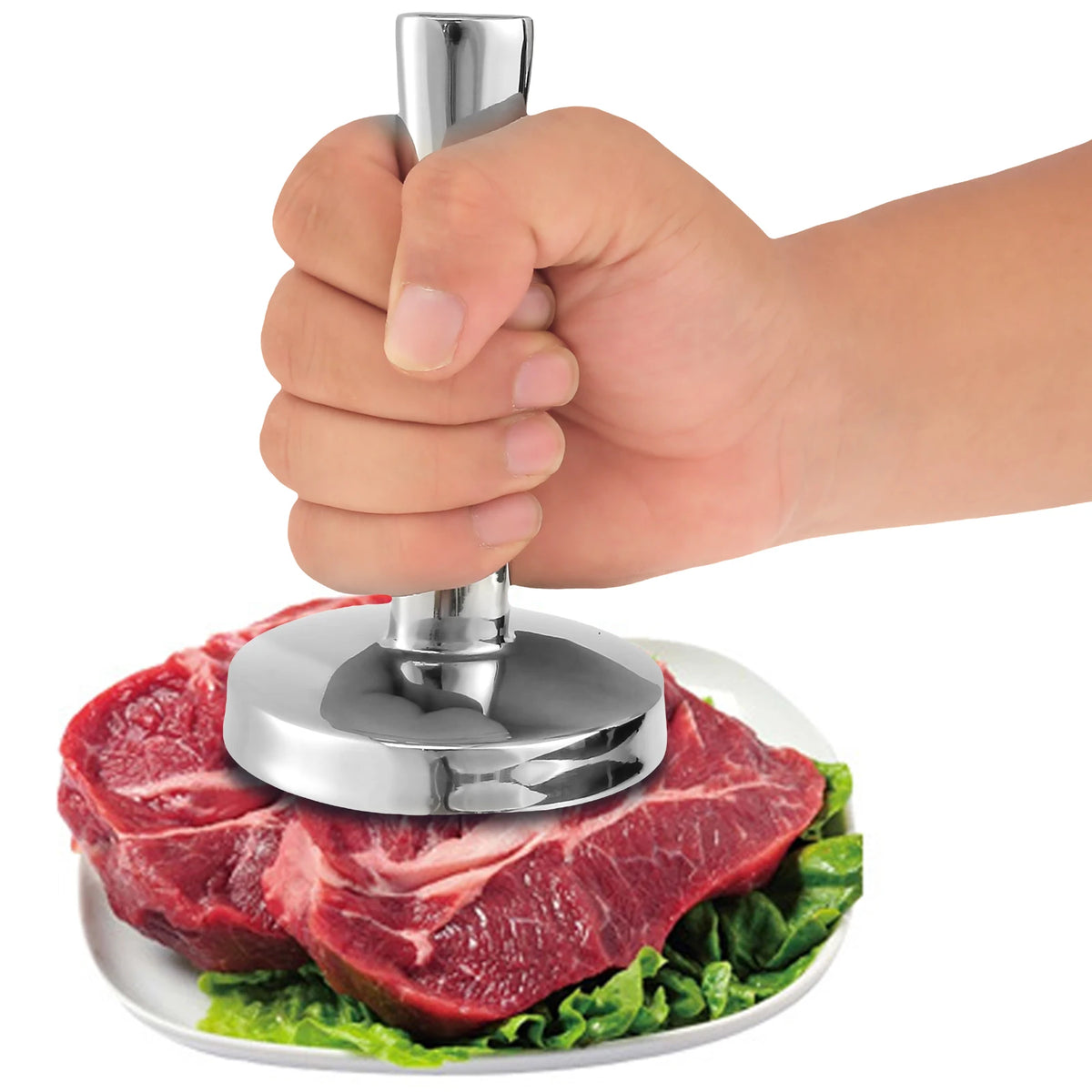 Meat Pounder Flattener Stainless Steel Kitchen Meat Mallet Large Round Meat Mallet Tenderizer Tool Rust Proof Chicken Flattener