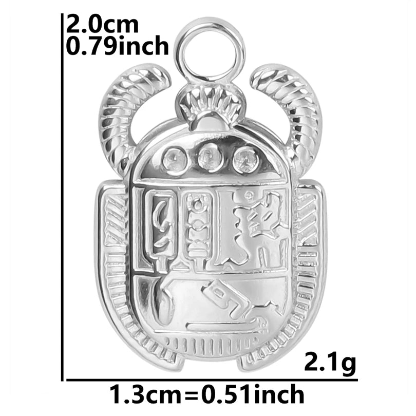10PCS Ancient Egyptian Scarab Beetle Pendants Charms Stainless Steel Dragonfly Butterfly Pendant for Jewelry Making DIY Necklace