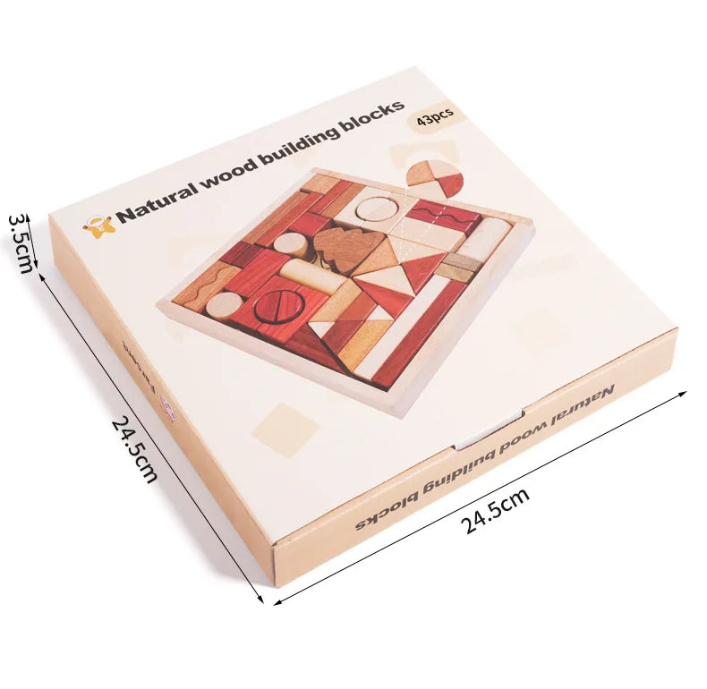Kawaii 100Pcs Unpainted Beech Wooden Large Building Blocks Toddler Stacking Construction Preschool Educational Gift