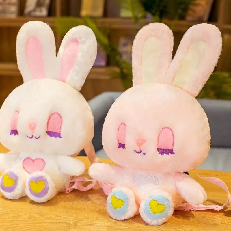 Rabbit Plush Backpack Kindergarten Cartoon School Bag  Children's Coin Purse Fashion All-match Student Diagonal Bag