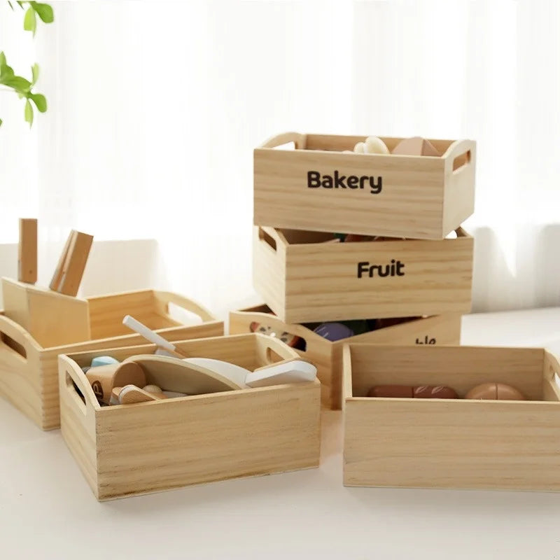 Children's Wooden Fruits and Vegetables, Joyful Play at Home Toys, Wooden Simulation Kitchen Toys, Girls Cooking Food