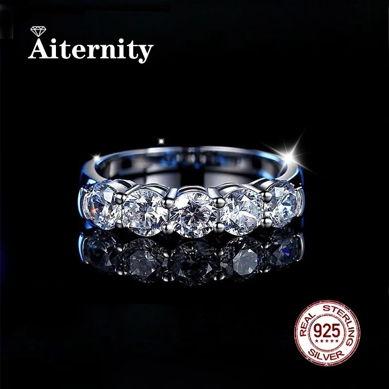 Pass Diamond Test Moissanite Ring And Zircon Unisex Rings 100% Real S925 Silver Ring For Men and Women Luxury Brilliant D VVS1