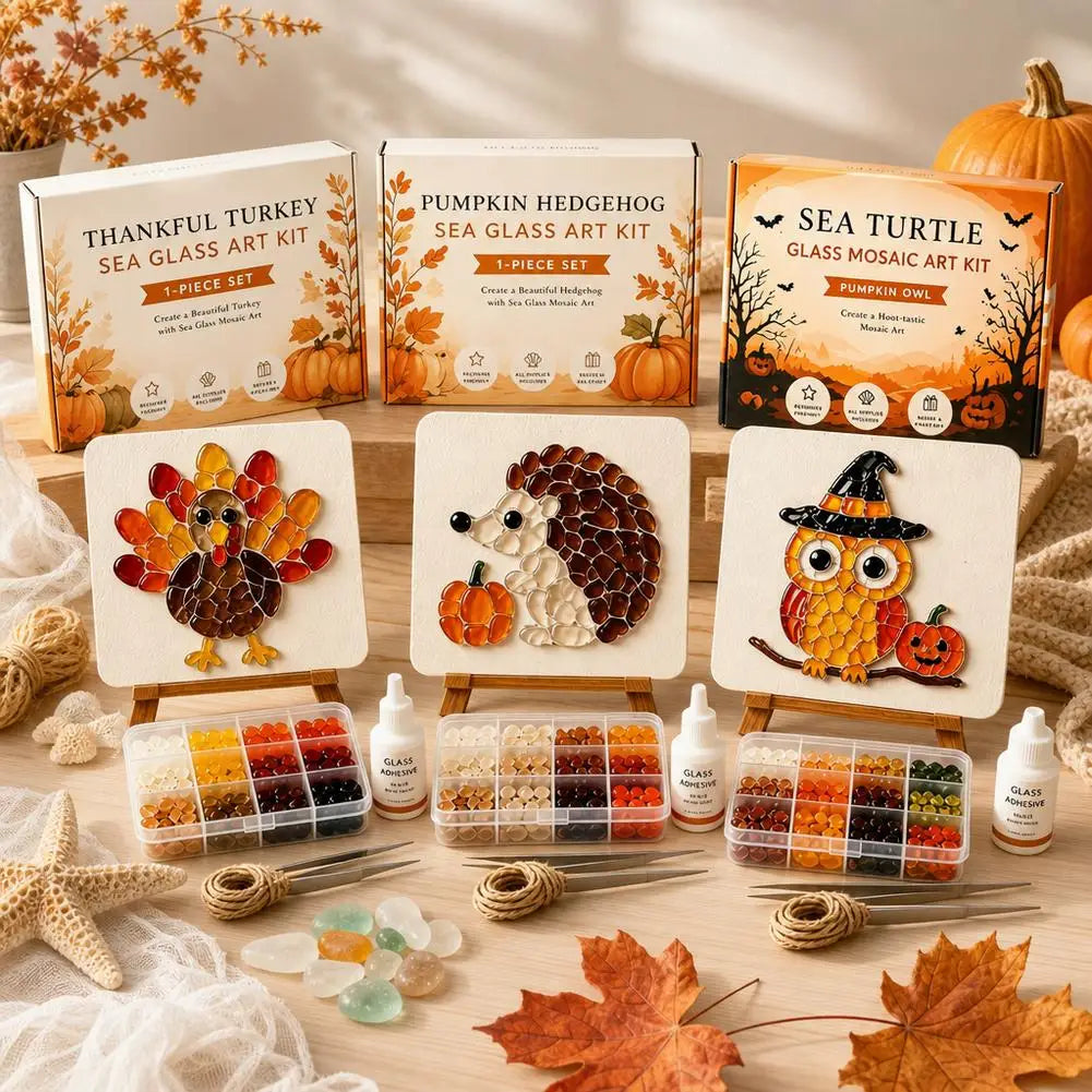 Halloween Sea Glass Mosaic DIY Art Kit for Adults Xmas Themed Seaglass Craft Set Handmade Christmas Sea Glass Art Kit Home Decor