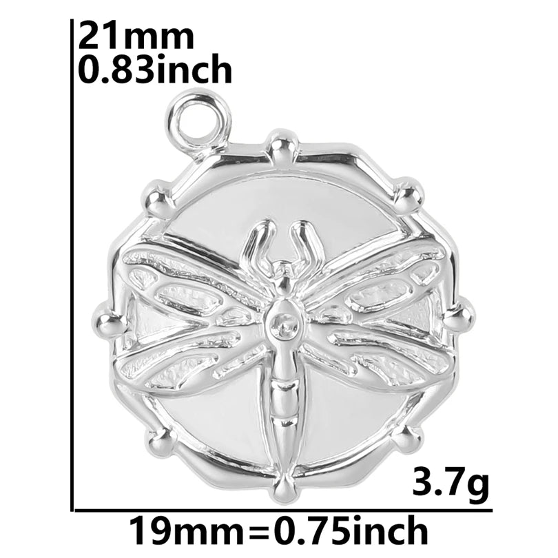10PCS Ancient Egyptian Scarab Beetle Pendants Charms Stainless Steel Dragonfly Butterfly Pendant for Jewelry Making DIY Necklace